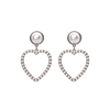 SILVER PEARL HEART EARRING