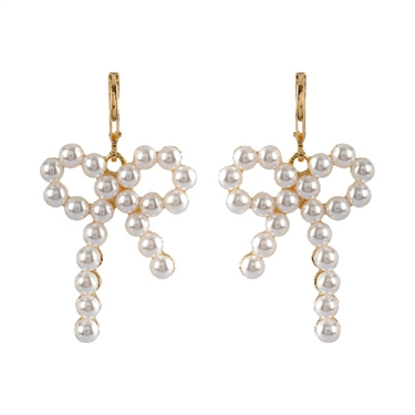 GOLD PEARL BOW EARRING