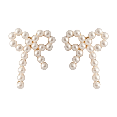 GOLD PEARL EARRING BOW