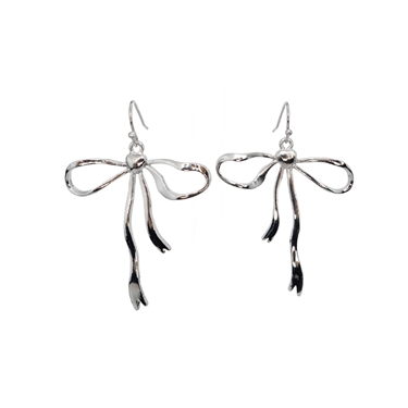 SILVER BOW EARRING