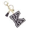 BLACK RHINESTONE "K" KEYCHIANN