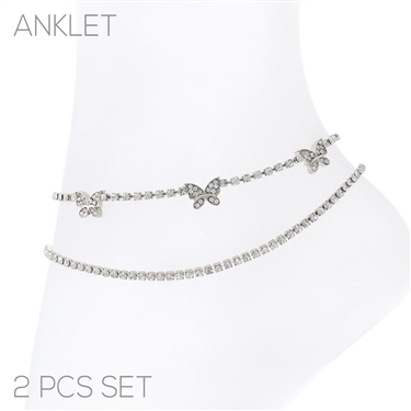 SILVER BUTTERFLY 2 ANKLET SET