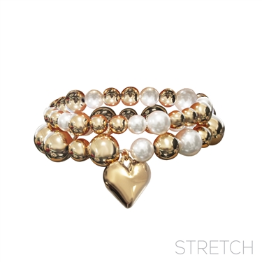 GOLD PEARL HEART BRACELET