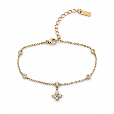 Crystal Clover Drop Chain Bracelet