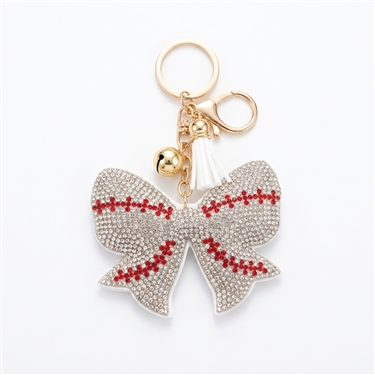Baseball pattern bow keychain