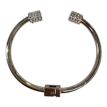SILVER STAINLESS STEEL CABEL BANGLE BRACELET