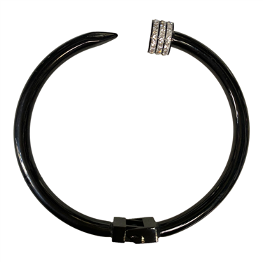 BLACK STAINLESS STEEL NAIL BANGLE BRACELET