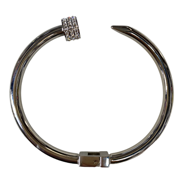 SILVER STAINLESS STEEL NAIL BANGLE BRACELET