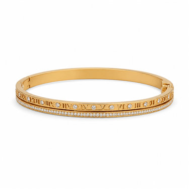 Roman Numeral CZ Bangle Bracelet