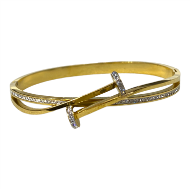 GOLD STAINLESS STEEL NAIL BANGLE BRACELET