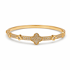 Paved CZ Four-leaf Clover plated Bangle