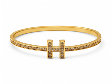 H Letter Paved CZ Bangle