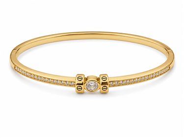 Screw Design Single Main Stone Paved CZ Bangle