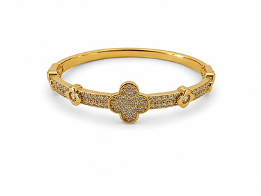 Sparkling Clover Zircon Bangle