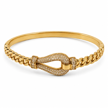 Horsebit Cuban Link Paved Bangle
