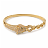 Green Eye Leopard Paved Zircon Open Bangle
