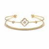 Minimal Double-layer Clover Mother-of-pearl Open Bangle