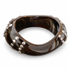 Resin Bangle with Gold Bead Accents