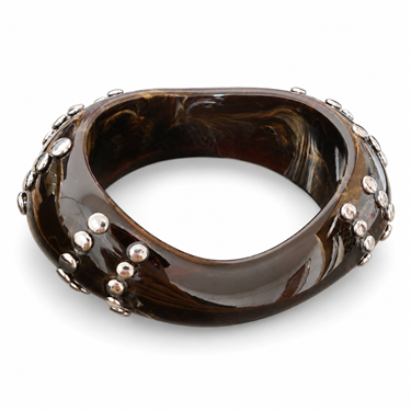 Resin Bangle with Gold Bead Accents