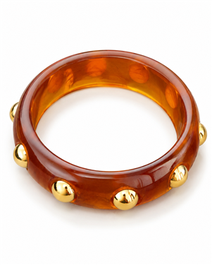 Resin Gold Bead Wide Bangle