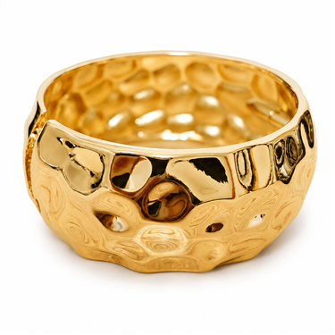 Vintage Gold Wavy Hammered Alloy Bangle