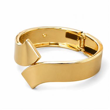Sculptural Hollow Open Cuff Bangle