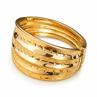 Vintage Gold Hammered Wide Alloy Bangle