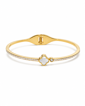 Four-Leaf Clover Crystal Bangle