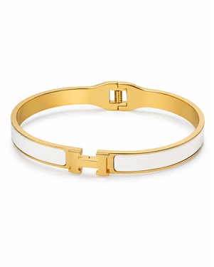Enamel Gold-Trim Cuff Bangle