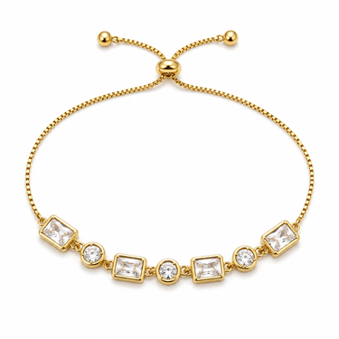 Rectangle & Round Zircon Adjustable Bracelet