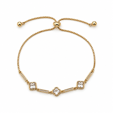 Clover Bar Zircon Adjustable Bracelet
