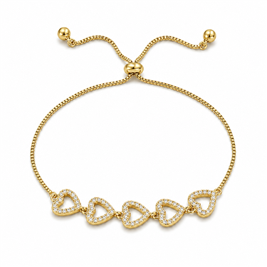 Hollow Heart Adjustable Slider Bracelet