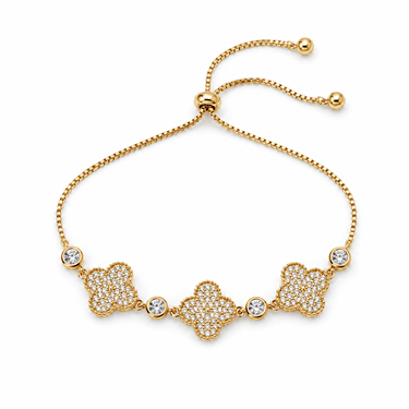 Sparkling Clover Zircon Bracelet
