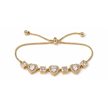 Square & Heart Zircon Adjustable Bracelet