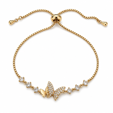Paved Butterfly Adjustable Bracelet