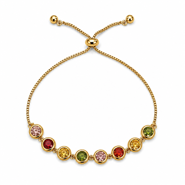 Bezel Set Round Zircon Adjustable Bracelet