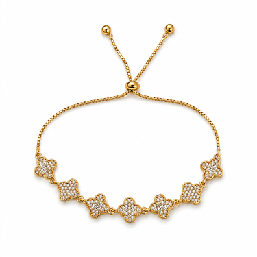 Four-Leaf Clover Zircon Adjustable Bracelet