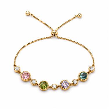 Round Crystal Adjustable Slider Bracelet