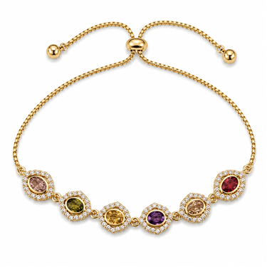 Color Halo Oval Zircon Adjustable Bracelet
