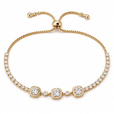Halo Cushion Cut Zircon Adjustable Tennis Bracelet