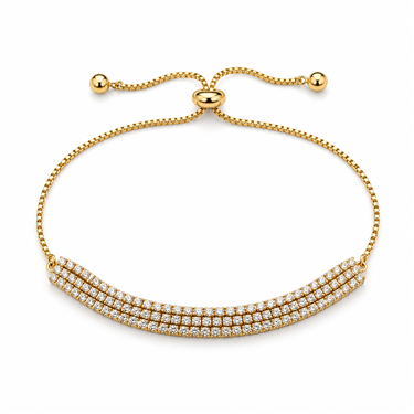 3-Row Pave Curved Adjustable Bracelet