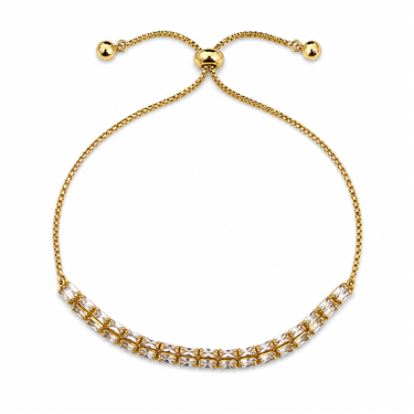 Baguette Zircon Row Adjustable Bracelet