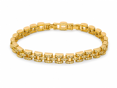 Double Row Rhinestone Link Bracelet