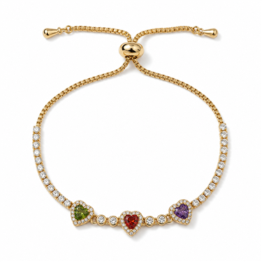 Three Heart Zircon Adjustable Tennis Bracelet