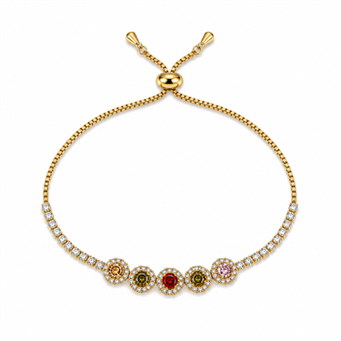 5pcs Halo Sunflower Zircon Adjustable Tennis Bracelet