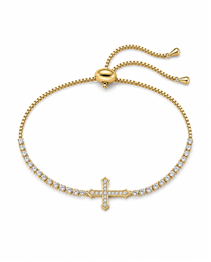 CZ Cross Adjustable Tennis Bracelet