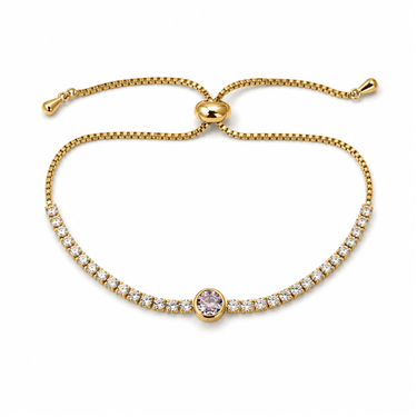 Single Round Zircon Adjustable Tennis Bracelet