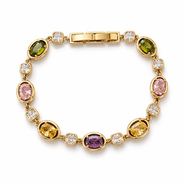 Colorful Oval Gemstone Square Crystal Bracelet