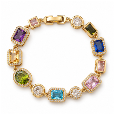 Colorful Geometric Gemstone Rhinestone Bracelet