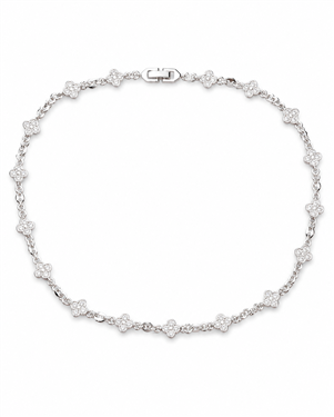 Four-Leaf Flower Rhinestone Chain Necklace
